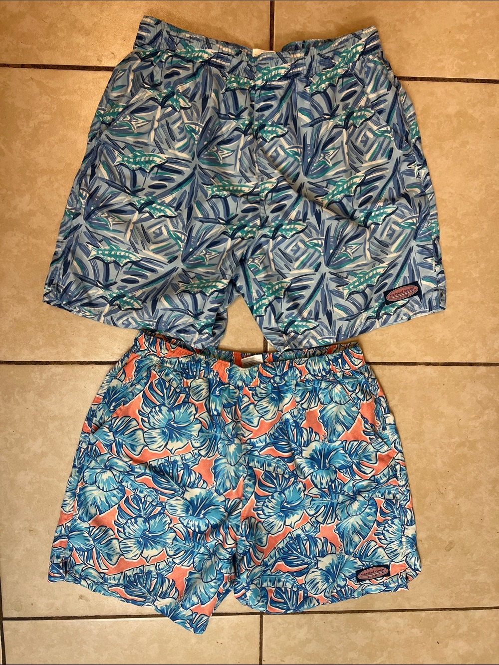 Vineyard Vines Men's Small Tropical Print Swim Shorts 2 pair included in lot